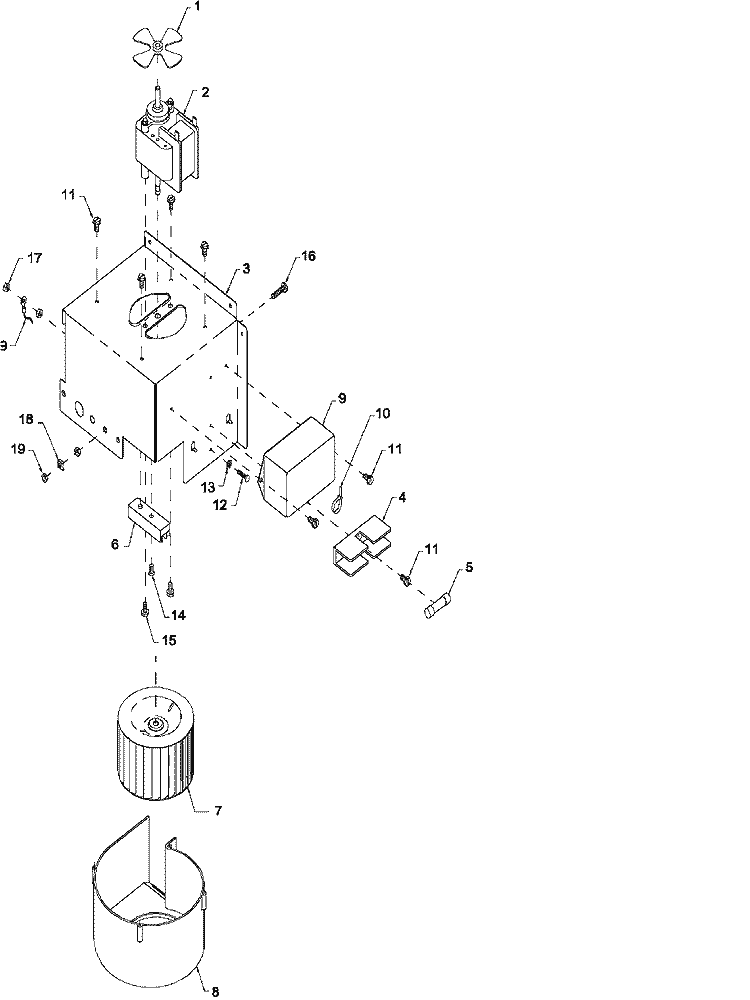 BLOWER Diagram and Parts List for RC5MCTP P1327603M Amana Microwave