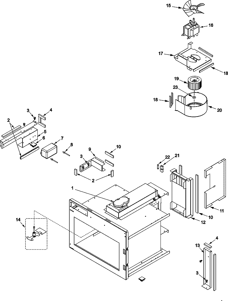 FUSES, ANTENNAS, BLOWER, DUCTS, Diagram and Parts List for DEC11E2 P1331213M Amana Microwave