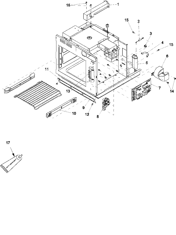 ELECTRICAL COMPONENTS Diagram and Parts List for ACE2302 P1331305M Amana Microwave