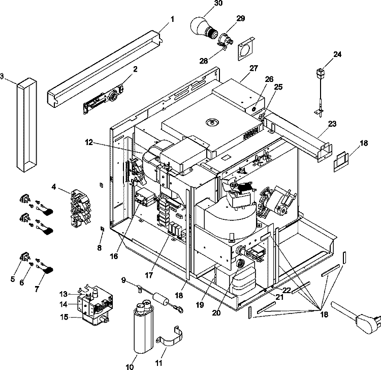 ELECTRICAL COMPONENTS Diagram and Parts List for UDS30E P1325909M Amana Microwave