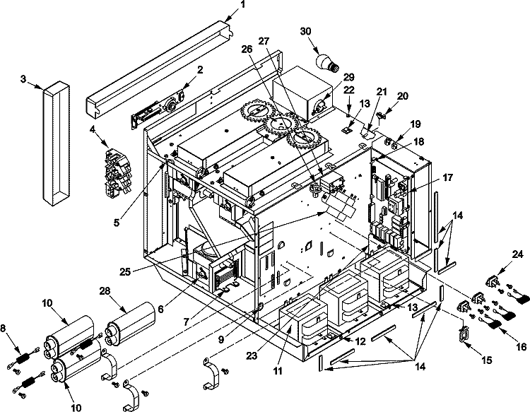 ELECTRICAL COMPONENTS Diagram and Parts List for RC30S2 P1332816M Amana Microwave