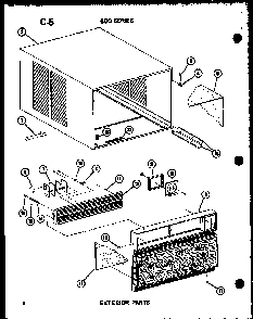 Exterior Parts Diagram and Parts List for ES624-3R P67119-1R Amana Air Conditioner