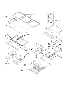 Shelf Parts Diagram and Parts List for 7MI2569VEM4  Maytag Refrigerator