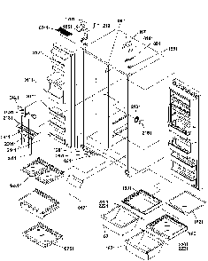 Refrigerator/freezer Shelves/lights/hinges Diagram and Parts List for SRD22S3W-P1190319WW  Amana Refrigerator