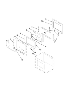 Oven Door Parts Diagram and Parts List for JJW3430WR00  Jenn-Air Wall Oven