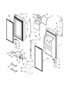 Refrigerator Door Parts Diagram and Parts List for JFX2897DRM02  Jenn-Air Refrigerator