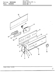 Backguard Diagram and Parts List for 8640A REV A Norge Dryer