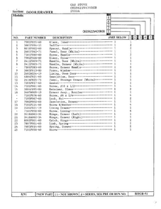 Door/drawer Page 2 Diagram and Parts List for 2522A  Hardwick Range