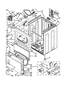 Cabinet Parts Diagram and Parts List for MEDX600XW1  Maytag Dryer