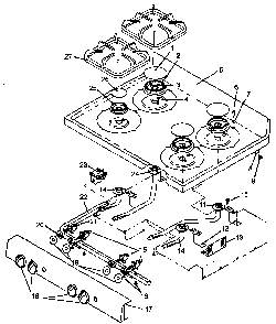 Main Top Assembly Diagram and Parts List for AGS761W1-P1141274NW  Amana Range