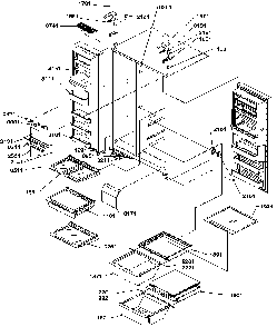 Refrigeratorfreezer Shelves, Light, And Hinges Diagram and Parts List for SRDE27S3W-P1190602WW  Amana Refrigerator