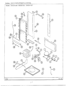 Unit Compartment/system Diagram and Parts List for HMG641861  Admiral Refrigerator