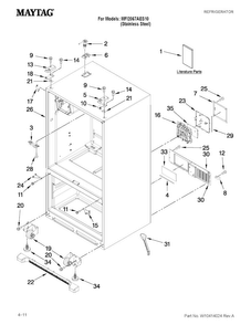 Cabinet Parts Diagram and Parts List for MFI2067AES10  Maytag Refrigerator