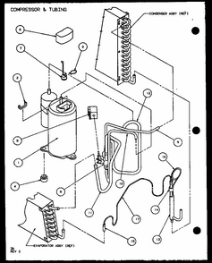 Compressor & Tubing (pth09300e/p9806808r) (pth09400e/p9806908r) (pth09300ec/p9811808r) (pth09400ec/p9872308r) Diagram and Parts List for PTH09400F P1102701R Amana Air Conditioner