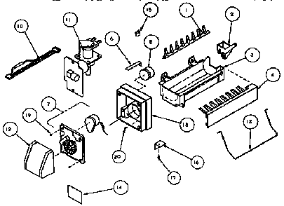 8 Cube Compact Ice Maker Diagram and Parts List for TX19R-P1158504W  Amana Refrigerator