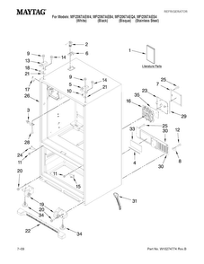Cabinet Parts Diagram and Parts List for MFI2067AEW4  Maytag Refrigerator
