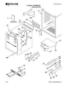 Cabinet Parts Diagram and Parts List for JUR248RBCX02  Jenn-Air Refrigerator