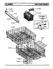 Track & Rack Assembly Diagram and Parts List for LWC202  Maytag Dishwasher