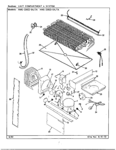 Unit Compartment & System Diagram and Parts List for 23922-0A  Admiral Refrigerator