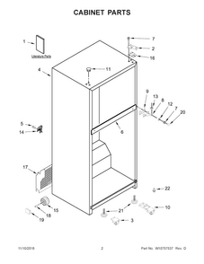 Part Location Diagram of W10872127 Whirlpool Tech sheet