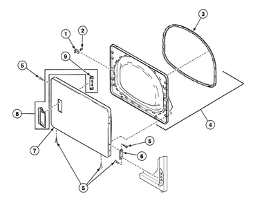 Door Assy Diagram and Parts List for SDEY07QF1500  Speed Queen Dryer