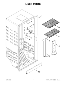 Liner Parts Diagram and Parts List for MZF34X18FW08  Maytag Freezer
