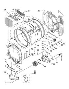 Bulkhead And Blower Parts Diagram and Parts List for MLE20PDBZW0  Maytag Washer Dryer Combo