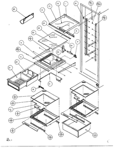 Refrigerator Shelving And Drawers Diagram and Parts List for SQD25MB3  Amana Refrigerator
