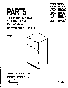 Cover Diagram and Parts List for TA18S2W-P1194501WW  Amana Refrigerator
