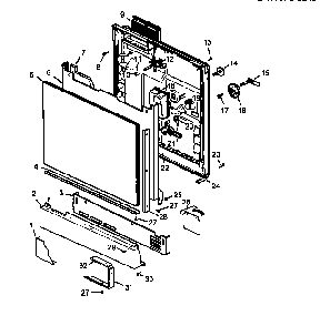 Door Assembly Diagram and Parts List for CDU210CB P1199013W Caloric Dishwasher