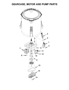 Gearcase, Motor And Pump Parts Diagram and Parts List for 4KMVWC315FW0  Maytag Washer