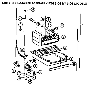 Add On Ice-maker Assembly For Side By Side Models Diagram and Parts List for 36531-P1121902W  Amana Refrigerator