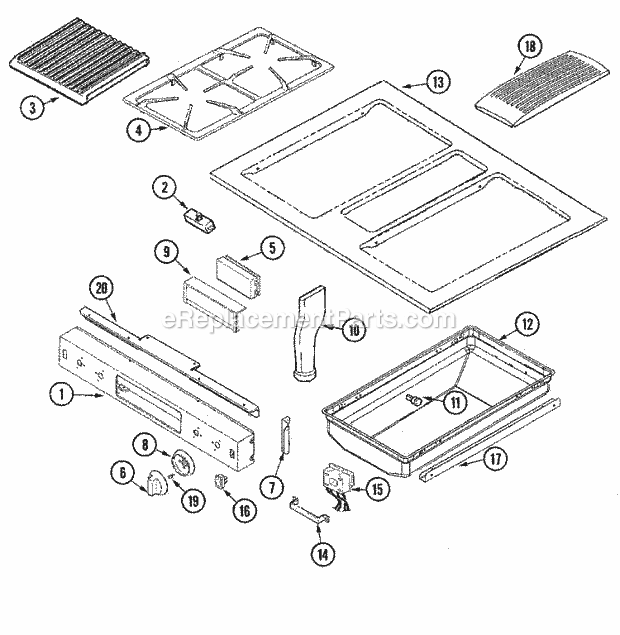 CONTROL PANEL / TOP ASSEMBLY (AAP) Diagram and Parts List for JDS9860AAP  Jenn-Air Range
