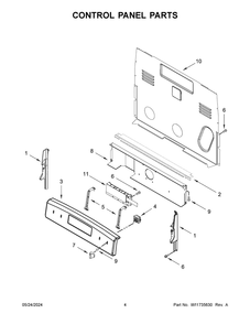 Control Panel Parts Diagram and Parts List for YAER6303MFW6  Amana Range
