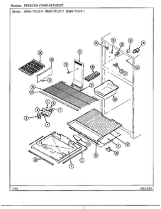 Freezer Compartment Diagram and Parts List for 79153-0B  Admiral Refrigerator