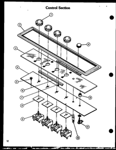 Control Section Diagram and Parts List for AKD-1 P85558-1S Amana Range