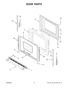 Door Parts Diagram and Parts List for MER4600LS3  Maytag Range