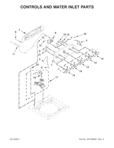 Part Location Diagram of W11124783 Whirlpool Electric Control Board