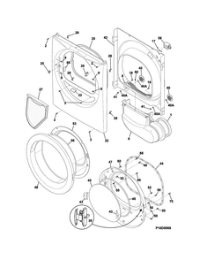 Front Panel/lint Filter Diagram and Parts List for CDG7400QW0  Crosley Dryer