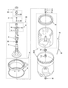 Agitator, Basket And Tub Parts Diagram and Parts List for 7MMMS0100VW1  Maytag Washer