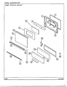 Door/drawer Diagram and Parts List for DF253467  Magic Chef Range