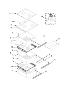 Refrigerator Shelf Parts Diagram and Parts List for JSC23C9EEM00  Jenn-Air Refrigerator