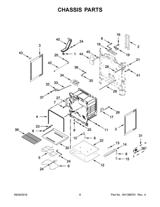 Chassis Parts Diagram and Parts List for YMER6600FB2  Maytag Range