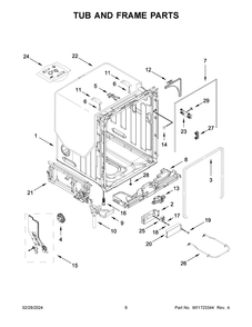Tub And Frame Parts Diagram and Parts List for MDB8959SKW3  Maytag Dishwasher