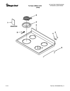 Cooktop Parts Diagram and Parts List for CER3311XAW0  Magic Chef Range