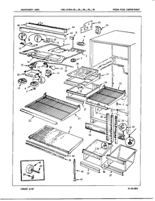 Fresh Food Compartment Diagram and Parts List for 19584A  Admiral Refrigerator
