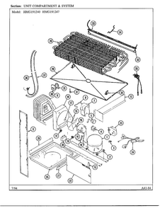 Unit Compartment And System Diagram and Parts List for 19124-0  Admiral Refrigerator