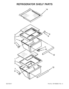 Refrigerator Shelf Parts Diagram and Parts List for ASI2575FRB00  Amana Refrigerator