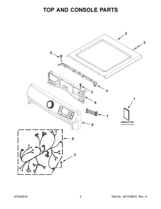 Part Location Diagram of W11384511 Whirlpool CONSOLE