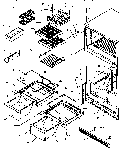 Cabinet Shelving Diagram and Parts List for TXI21R-P1168006W  Amana Refrigerator